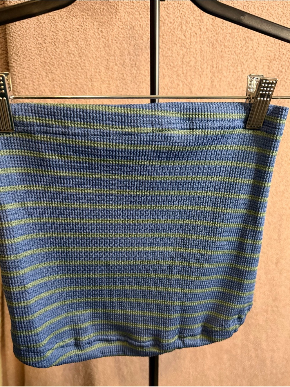 Blue & Green Striped Two Piece Set Tube Top Wide Leg Pants